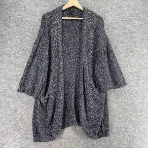 H&M Cardigan Women 10 Gray Knit Open Front Long Sleeve Pockets Acrylic Casual